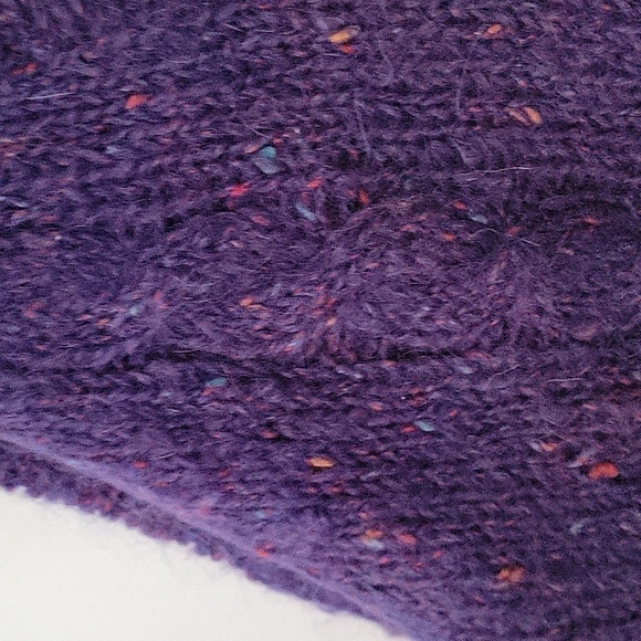 Laurie Lambrecht Handknit Cableknit Purple Balloon Sleeves Mohair Wool Sweater - Picture 9 of 16